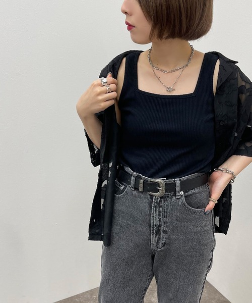 apres jour mignon（アプレジュールミニョン）の「2WAYリブタンク【ZOZOTOWN限定アイテム】（タンクトップ・レディース・オレンジ/グリーン/ピンク/ブラック/アイボリー・フリー/X-LARGE）」の3枚目の写真