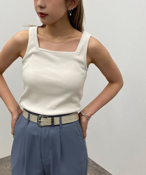 apres jour mignon（アプレジュールミニョン）の「2WAYリブタンク【ZOZOTOWN限定アイテム】（タンクトップ・レディース・オレンジ/グリーン/ピンク/ブラック/アイボリー・フリー/X-LARGE）」の9枚目の写真