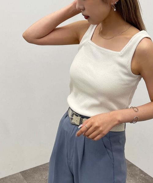 apres jour mignon（アプレジュールミニョン）の「2WAYリブタンク【ZOZOTOWN限定アイテム】（タンクトップ・レディース・オレンジ/グリーン/ピンク/ブラック/アイボリー・フリー/X-LARGE）」の10枚目の写真