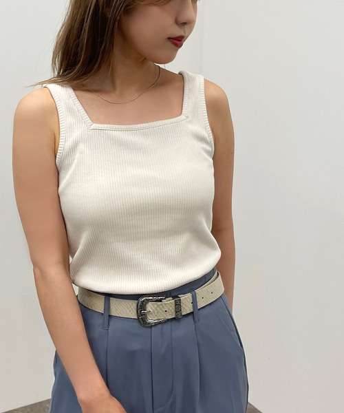 apres jour mignon（アプレジュールミニョン）の「2WAYリブタンク【ZOZOTOWN限定アイテム】（タンクトップ・レディース・オレンジ/グリーン/ピンク/ブラック/アイボリー・フリー/X-LARGE）」の11枚目の写真