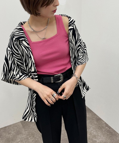 apres jour mignon（アプレジュールミニョン）の「2WAYリブタンク【ZOZOTOWN限定アイテム】（タンクトップ・レディース・オレンジ/グリーン/ピンク/ブラック/アイボリー・フリー/X-LARGE）」の21枚目の写真