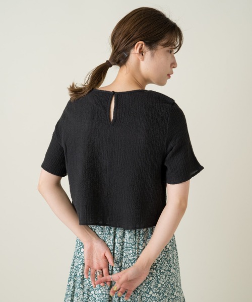 Kastane(カスタネ)の「布帛サッカーT(Tシャツ/カットソー・レディース・スカイブルー/ブラック/アイボリー・FREE)」の16枚目の写真