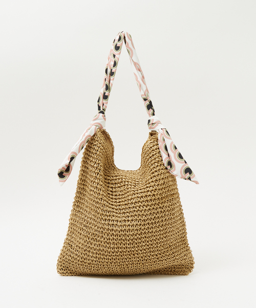 LOWELL things（ロウェル　シングス）の「【販売店舗限定】スカーフハンドルペーパートート（かごバッグ・レディース・ベージュ/キャメル/グレー・フリー）」の3枚目の写真