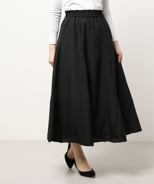 Te chichi TERRASSE（テチチテラス）の「麻調ギャザースカート（スカート・レディース・オレンジ/オフホワイト/ブラック・ﾌﾘ-）」の3枚目の写真