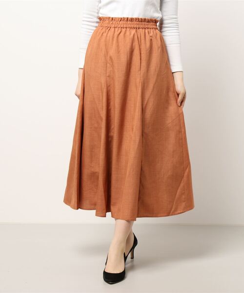 Te chichi TERRASSE（テチチテラス）の「麻調ギャザースカート（スカート・レディース・オレンジ/オフホワイト/ブラック・ﾌﾘ-）」の6枚目の写真