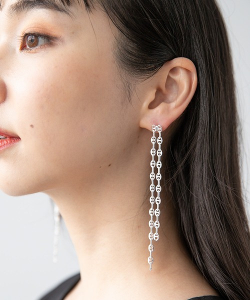 HARE（ハレ）の「ブタバナチェーンピアス(HARE)（ピアス（両耳用）・レディース・シルバー/ゴールド・FREE）」の2枚目の写真