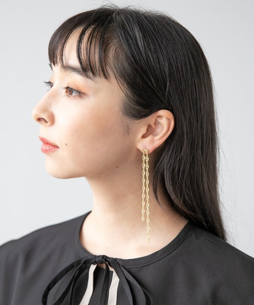 HARE（ハレ）の「ブタバナチェーンピアス(HARE)（ピアス（両耳用）・レディース・シルバー/ゴールド・FREE）」の4枚目の写真