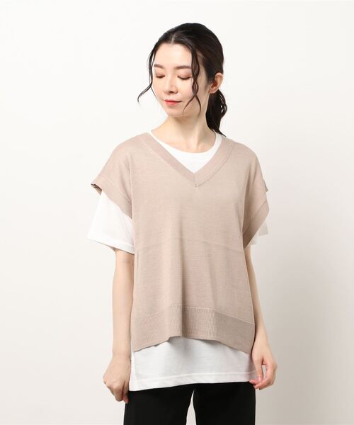 Lugnoncure（ルノンキュール）の「透かしニットインナーSET（アンサンブル・レディース・キナリ/ベージュ/チャコール・ﾌﾘ-）」の7枚目の写真