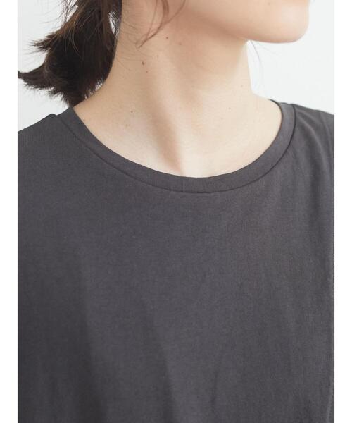 Green　Parks（グリーンパークス）の「アシンメトリーチュニック＊（Tシャツ/カットソー・レディース・ホワイト/チャコールグレー/パープル/ライトカーキ・FREE）」の6枚目の写真