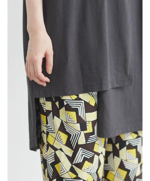 Green　Parks（グリーンパークス）の「アシンメトリーチュニック＊（Tシャツ/カットソー・レディース・ホワイト/チャコールグレー/パープル/ライトカーキ・FREE）」の11枚目の写真