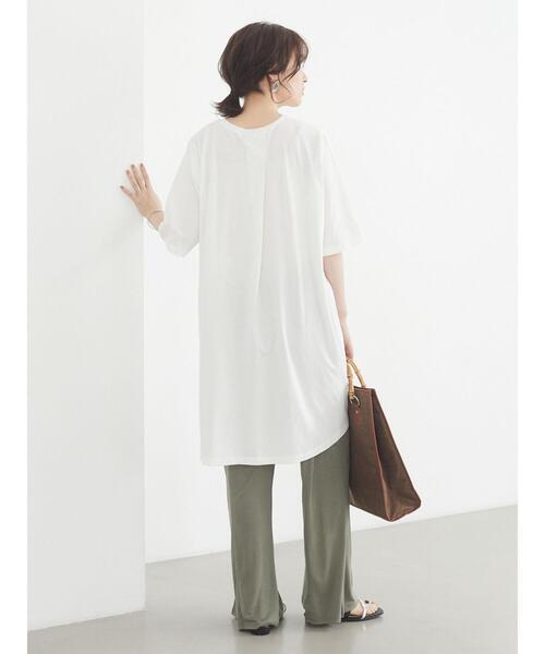 Green　Parks（グリーンパークス）の「アシンメトリーチュニック＊（Tシャツ/カットソー・レディース・ホワイト/チャコールグレー/パープル/ライトカーキ・FREE）」の19枚目の写真