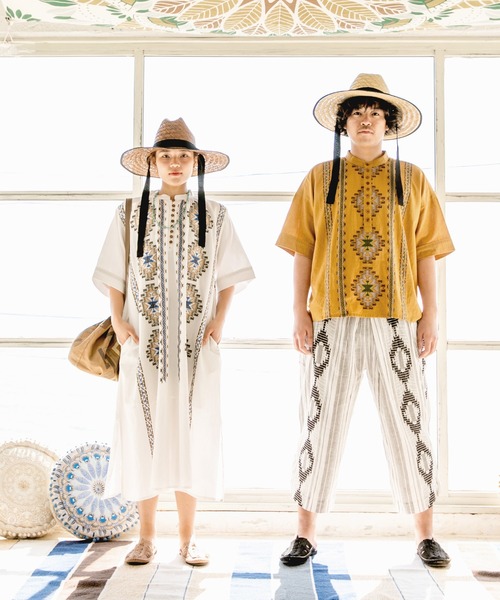 チャイハネ（チャイハネ）の「【チャイハネ】カフタンワンピース（ワンピース・レディース・ホワイト/ブルー/マスタード・FREE）」の6枚目の写真