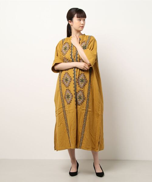 チャイハネ（チャイハネ）の「【チャイハネ】カフタンワンピース（ワンピース・レディース・ホワイト/ブルー/マスタード・FREE）」の10枚目の写真