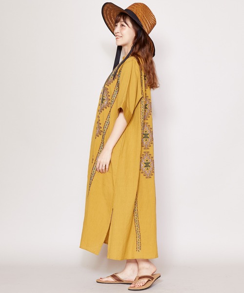 チャイハネ（チャイハネ）の「【チャイハネ】カフタンワンピース（ワンピース・レディース・ホワイト/ブルー/マスタード・FREE）」の11枚目の写真