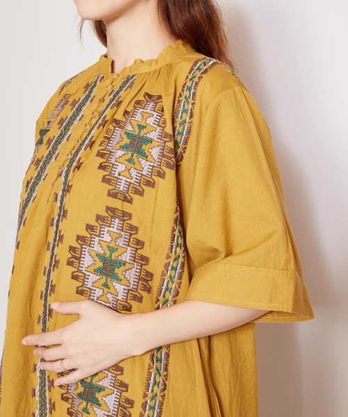 チャイハネ（チャイハネ）の「【チャイハネ】カフタンワンピース（ワンピース・レディース・ホワイト/ブルー/マスタード・FREE）」の14枚目の写真