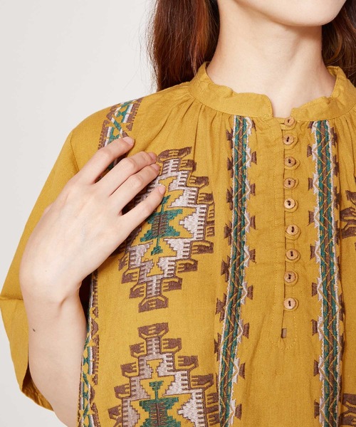 チャイハネ（チャイハネ）の「【チャイハネ】カフタンワンピース（ワンピース・レディース・ホワイト/ブルー/マスタード・FREE）」の15枚目の写真