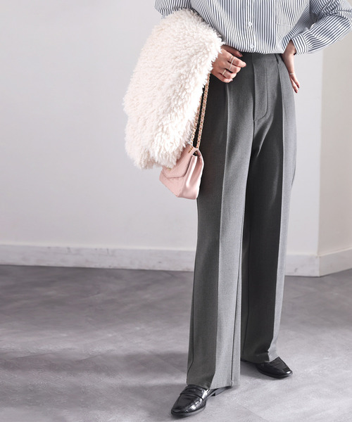 ロエフ LOEFF ウールセンタープレスパンツ　チョコブラウン LOEFF ロエフ *ストレッチ梳毛ウールセンタープレスパンツ*1ダーク