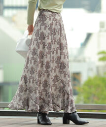 Ray BEAMS | Ray BEAMS / ダマスク プリント ラッフル スカート(スカート)