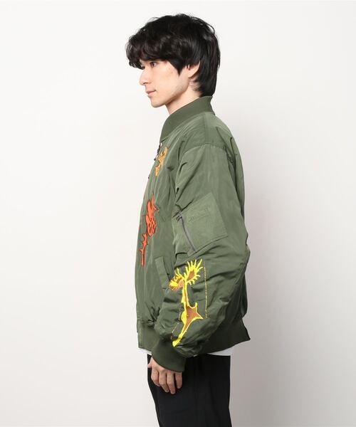 P.A.M.（パム）の「P.A.M. SPACE BLOSSOMS SPLIT BOMBER JACKET (ARTWORK BY LEOMI SADLER) (39131)（MA-1・メンズ・オリーブ・MEDIUM/LARGE/X-LARGE/SMALL）」の9枚目の写真