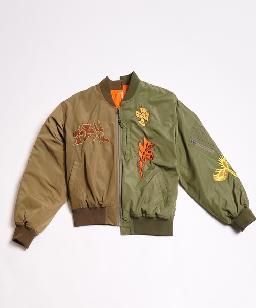 P.A.M.（パム）の「P.A.M. SPACE BLOSSOMS SPLIT BOMBER JACKET (ARTWORK BY LEOMI SADLER) (39131)（MA-1・メンズ・オリーブ・MEDIUM/LARGE/X-LARGE/SMALL）」の6枚目の写真