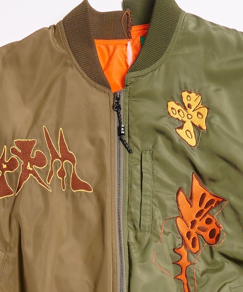 P.A.M.（パム）の「P.A.M. SPACE BLOSSOMS SPLIT BOMBER JACKET (ARTWORK BY LEOMI SADLER) (39131)（MA-1・メンズ・オリーブ・MEDIUM/LARGE/X-LARGE/SMALL）」の8枚目の写真