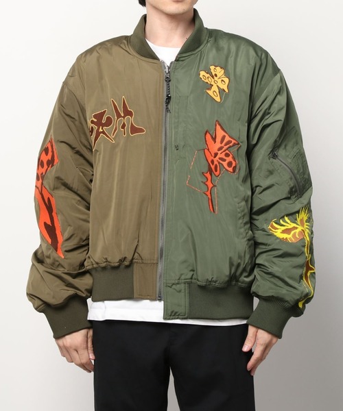 P.A.M.（パム）の「P.A.M. SPACE BLOSSOMS SPLIT BOMBER JACKET (ARTWORK BY LEOMI SADLER) (39131)（MA-1・メンズ・オリーブ・MEDIUM/LARGE/X-LARGE/SMALL）」の12枚目の写真