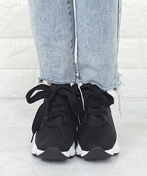 Lace Ladies（レースレディース）の「太め靴紐 厚底 スニーカー（スニーカー・レディース・ピンク/グレー/ホワイト/ブラック・23/25/23.5/24.5/22.5/24）」の17枚目の写真