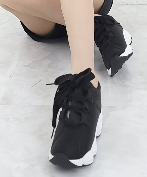 Lace Ladies（レースレディース）の「太め靴紐 厚底 スニーカー（スニーカー・レディース・ピンク/グレー/ホワイト/ブラック・23/25/23.5/24.5/22.5/24）」の18枚目の写真