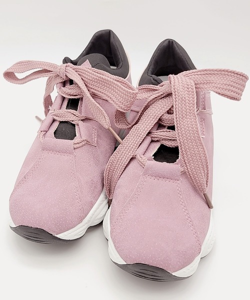 Lace Ladies（レースレディース）の「太め靴紐 厚底 スニーカー（スニーカー・レディース・ピンク/グレー/ホワイト/ブラック・23/25/23.5/24.5/22.5/24）」の8枚目の写真