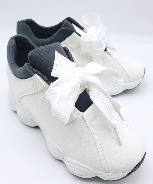 Lace Ladies（レースレディース）の「太め靴紐 厚底 スニーカー（スニーカー・レディース・ピンク/グレー/ホワイト/ブラック・23/25/23.5/24.5/22.5/24）」の14枚目の写真