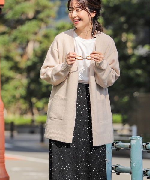 Honeys（ハニーズ）の「チュニック丈カーデ（カーディガン/ボレロ・レディース・ライトベージュ/ブラウン系その他/オレンジ系その他/杢グレー・L/LL/M）」の11枚目の写真