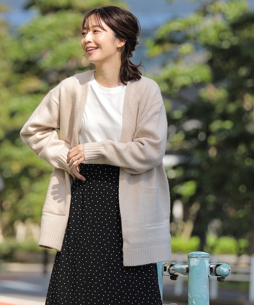 Honeys（ハニーズ）の「チュニック丈カーデ（カーディガン/ボレロ・レディース・ライトベージュ/ブラウン系その他/オレンジ系その他/杢グレー・L/LL/M）」の15枚目の写真