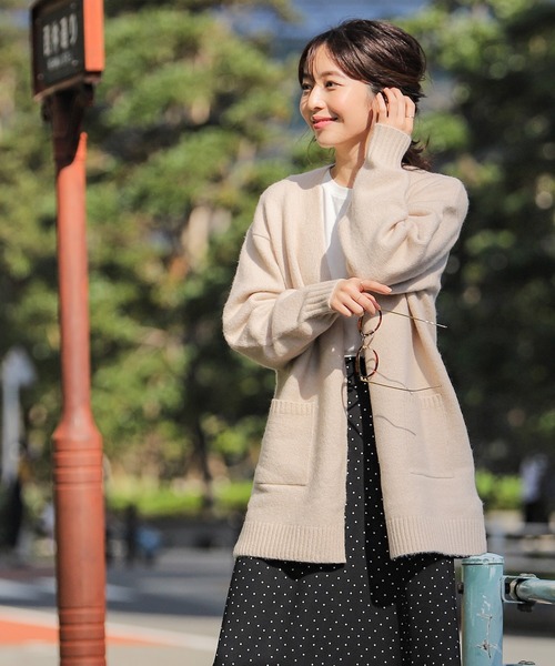 Honeys（ハニーズ）の「チュニック丈カーデ（カーディガン/ボレロ・レディース・ライトベージュ/ブラウン系その他/オレンジ系その他/杢グレー・L/LL/M）」の17枚目の写真