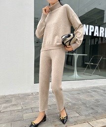 ハイネックニットプルオーバー+パンツ2点セット