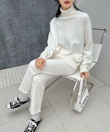 ハイネックニットプルオーバー+パンツ2点セット