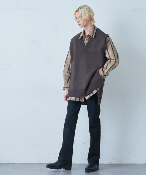 Lui's（ルイス）の「ミドルチェックスリットテールシャツ（シャツ/ブラウス・メンズ・ベージュ/ブルー・FREE）」の11枚目の写真