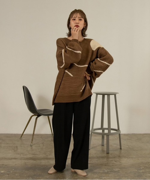 ニット セーター nuance logo knit / ニュアンスロゴニット レディース SLY ニット セーター JQ LOGO MINKY CROP KNIT TOPS ジャガード
