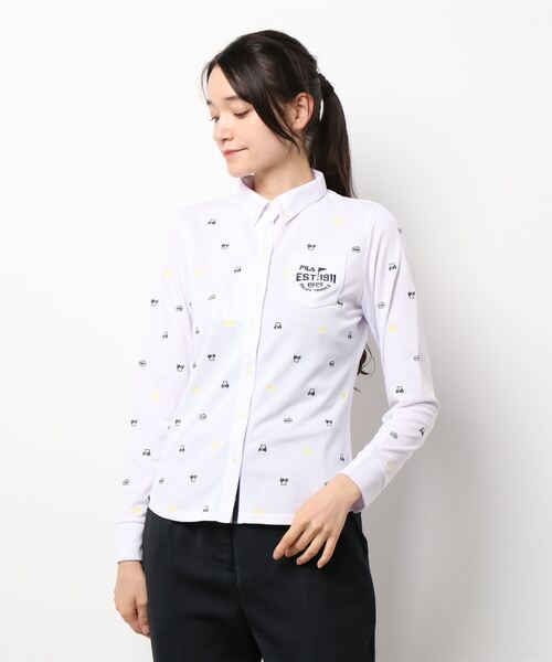 FILA(フィラ)の「【FILA / フィラゴルフ】レディース長袖シャツ / ゴルフウェア(シャツ/ブラウス・レディース・ホワイト/ネイビー・LARGE/MEDIUM/X-LARGE)」の2枚目の写真