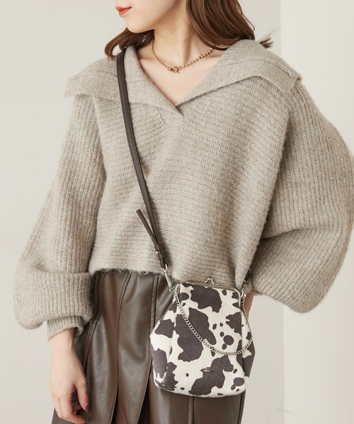 Chico（チコ）の「がま口ミニショルダーバック（ショルダーバッグ・レディース・ブラウン/ブラック系その他/ブラック/アイボリー・FREE）」の4枚目の写真