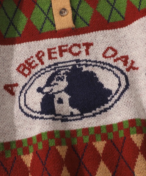 HOOK（フック）の「【HOOK】レトロ調切り替え風ポロ襟ニット（ニット/セーター・メンズ・レッド/ブルー・XL/M/L/XXL）」の7枚目の写真