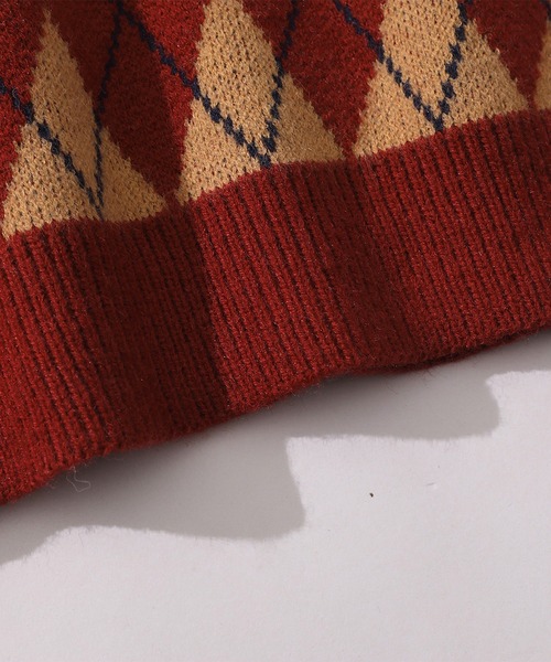 HOOK（フック）の「【HOOK】レトロ調切り替え風ポロ襟ニット（ニット/セーター・メンズ・レッド/ブルー・XL/M/L/XXL）」の9枚目の写真
