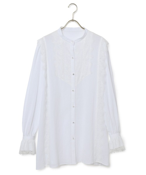 MADEMOISELLE ROPE'（マドモアゼル ロペ）の「<春まで使える>袖レースエアリーチュニックブラウス（シャツ/ブラウス・レディース・ブラック/ホワイト・38）」の20枚目の写真