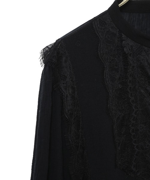 MADEMOISELLE ROPE'（マドモアゼル ロペ）の「<春まで使える>袖レースエアリーチュニックブラウス（シャツ/ブラウス・レディース・ブラック/ホワイト・38）」の11枚目の写真