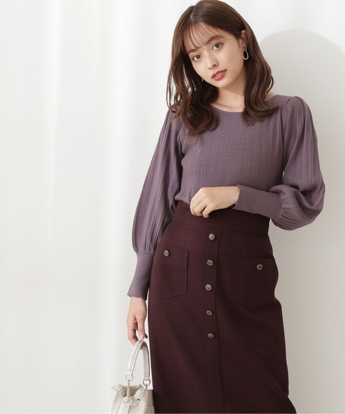 PROPORTION BODY DRESSING(プロポーションボディドレッシング)の「ランダムリブマトンスリーブ / 1211270008(ニット/セーター・レディース・ブルー系その他/ベージュ/オフホワイト/ダークグレー・FREE)」の7枚目の写真