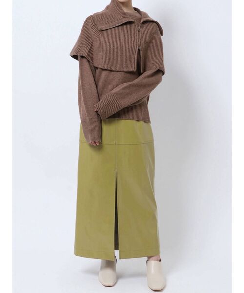 ELENDEEK（エレンディーク）の「パテントロングスカート（スカート・レディース・ブラック/ライトブルー/カーキ・01/02）」の7枚目の写真