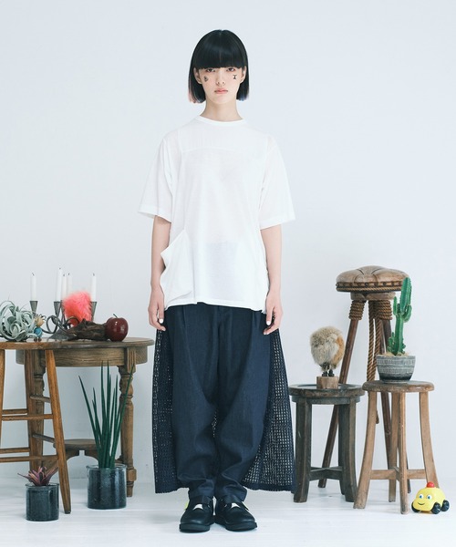 bedsidedrama（ベットサイドドラマ）の「Backside Lace Pants（デニムパンツ・レディース・ホワイト/ネイビー・2/1）」の6枚目の写真