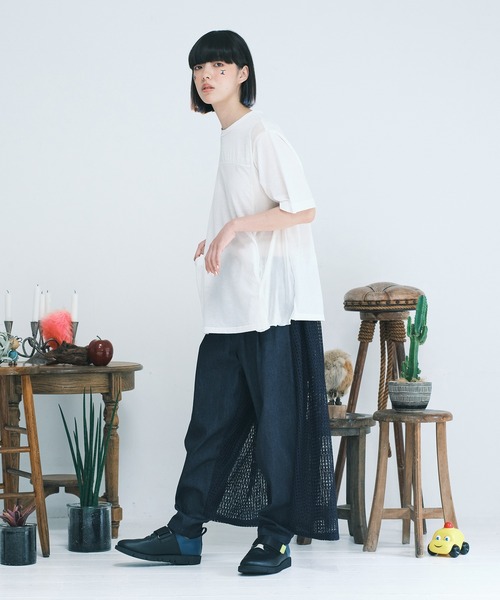 bedsidedrama（ベットサイドドラマ）の「Backside Lace Pants（デニムパンツ・レディース・ホワイト/ネイビー・2/1）」の7枚目の写真