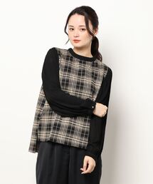 NICOLE white | ジャガードチェック×楊柳デシンプルオーバー(Tシャツ/カットソー)