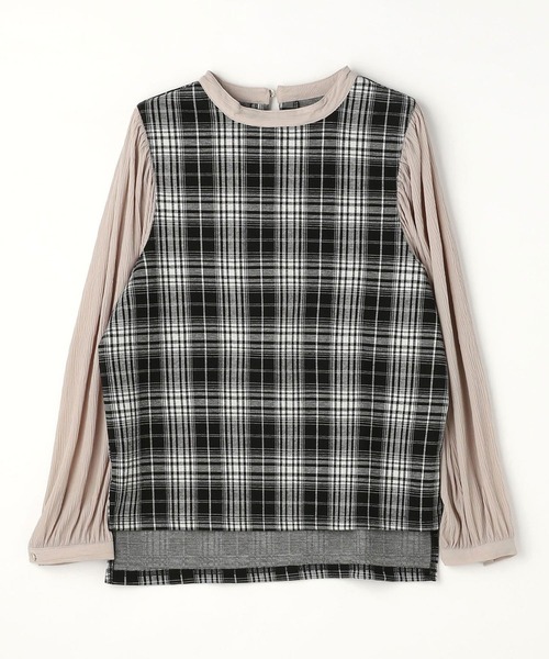NICOLE white（ニコルホワイト）の「ジャガードチェック×楊柳デシンプルオーバー（Tシャツ/カットソー・レディース・ブラック系/グレー系・FREE）」の5枚目の写真