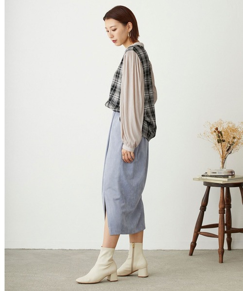 NICOLE white（ニコルホワイト）の「ジャガードチェック×楊柳デシンプルオーバー（Tシャツ/カットソー・レディース・ブラック系/グレー系・FREE）」の14枚目の写真